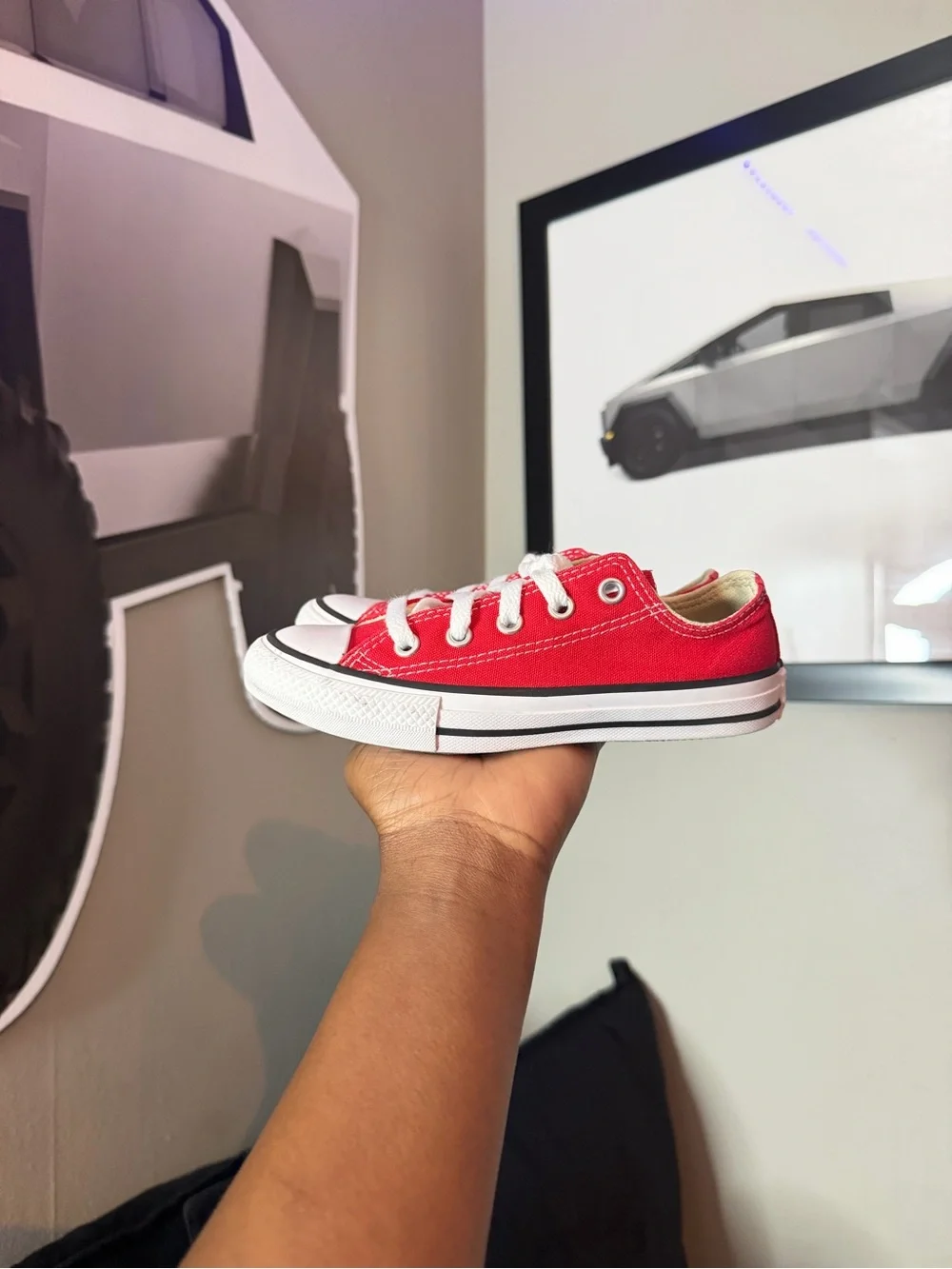 Converse Kids Low Top Canvas Sneakers in Red with White Accents
